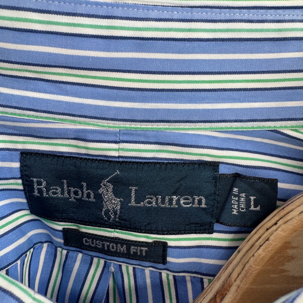 Ralph Lauren Shirt Mens Large Custom Fit Striped Button Down Long Sleeve Preppy - Picture 5 of 8